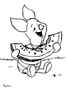 piglet eating watermellon coloring page