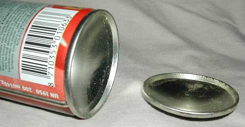  The bottom of a spray can 