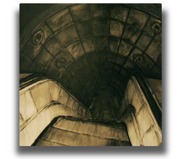 abstract oil paintings on canvas painted directly from images stored in the imagination 'gateways to hell # 7'