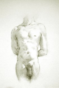 charcoal drawings on fine quality watercolour paper of the male nude, drawn from live models