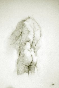 charcoal drawings on fine quality watercolour paper of the male nude, drawn from live models