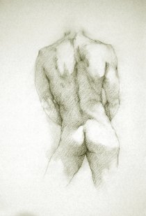 charcoal drawings on fine quality watercolour paper of the male nude, drawn from live models