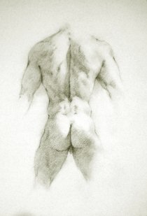 charcoal drawings on fine quality watercolour paper of the male nude, drawn from live models
