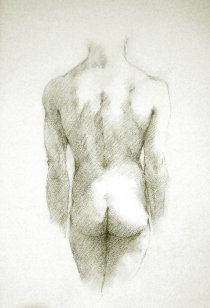 charcoal drawings on fine quality watercolour paper of the male nude, drawn from live models