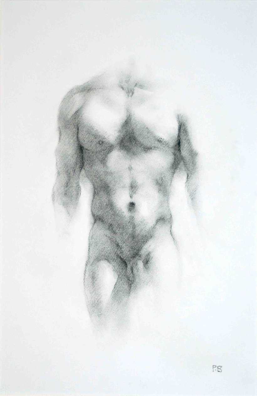 charcoal drawings on fine quality watercolour paper of the male nude, drawn from live models
