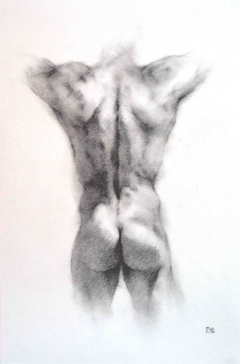 charcoal drawings on fine quality watercolour paper of the male nude, drawn from live models