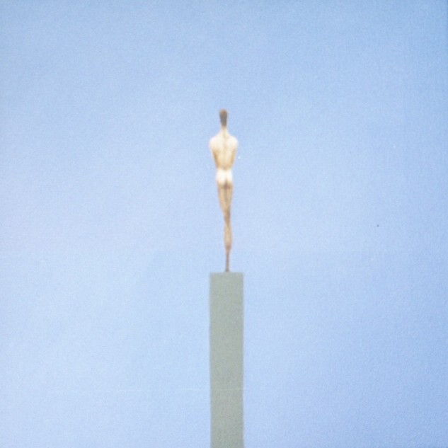 figurative oil paintings on canvas painted directly from images stored in the imagination 'blue small man back'