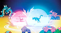 Mew and Mewtwo fight