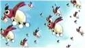 A swram of Ledyba flying