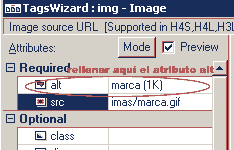 Incluir el atributo ALT