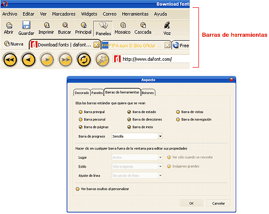 Modificando las barras de herramientas