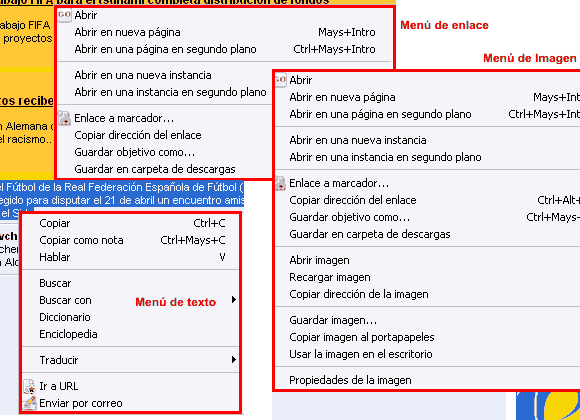 Men&uacute;es contextuales