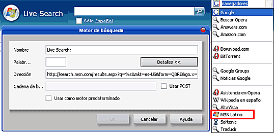 A&ntilde;adiendo buscadores a Opera