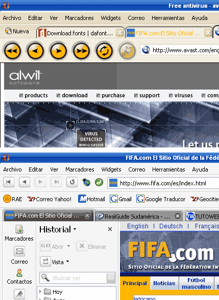 Dos skins aplicados a Opera