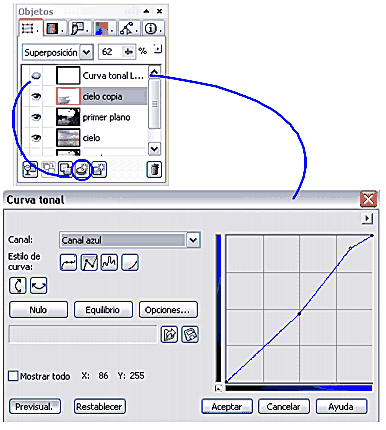Usando la lente Curva Tonal