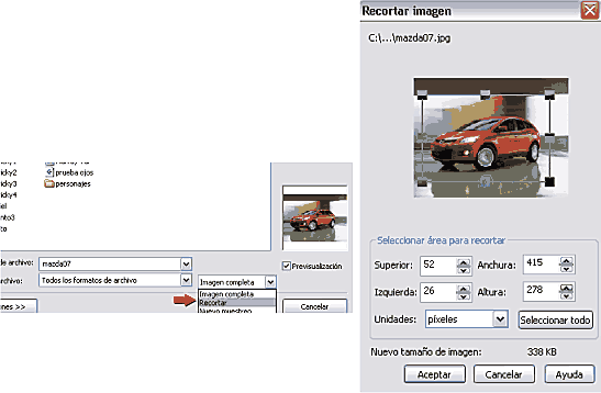 Recortar al importar