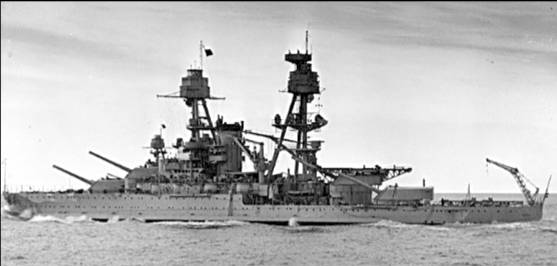 USS NEVADA&nbsp; BB-36&nbsp;&nbsp;&nbsp;&nbsp; 1 torpedo hit&nbsp;&nbsp; beached to keep from sinking