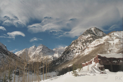 Cloud formations over the "Maroon Bells"&nbsp; near Aspen, Colorado