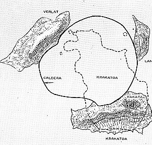Caldera de explosi�n del Krakatoa. En Mel�ndez y Fuster (1984).