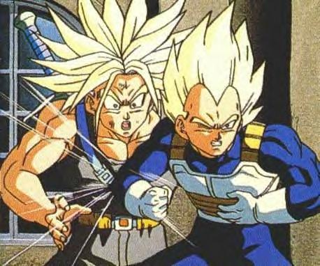 Trunks getting hit by Vegeta
