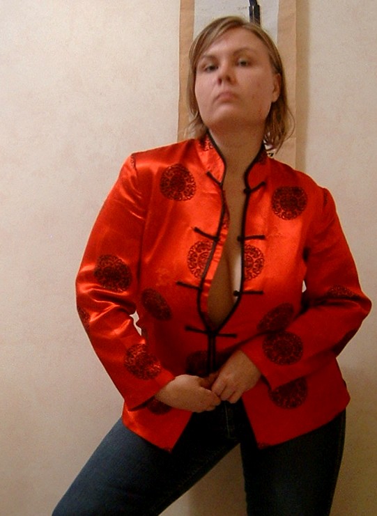 a red jacket