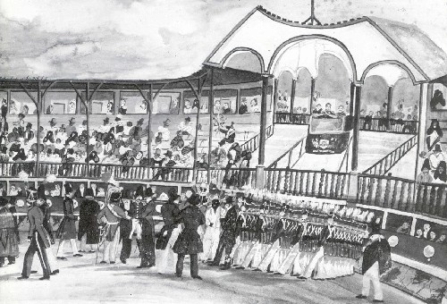 Grabado antiguo de la Plaza Firme de Toros de Acho
