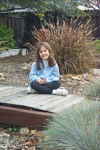 Kylie in Tony and Debs backyard