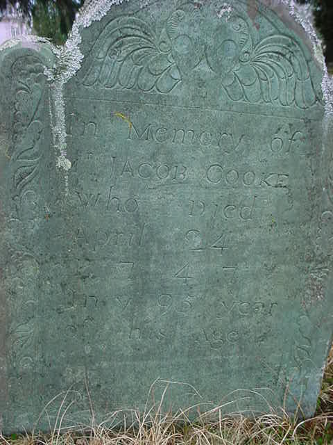 Jacob� Coooke Headstone at Kingston, Massachusetts
