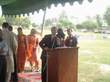 Principal delivering comments on sports day