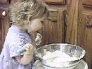 M-m-m Rachel loves to help make cookie dough!