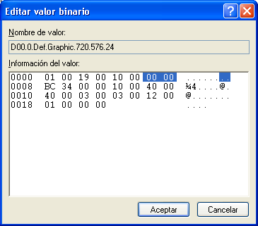 Configuraci&oacute;n espec&iacute;fica para 24 bits de color y monitor 0