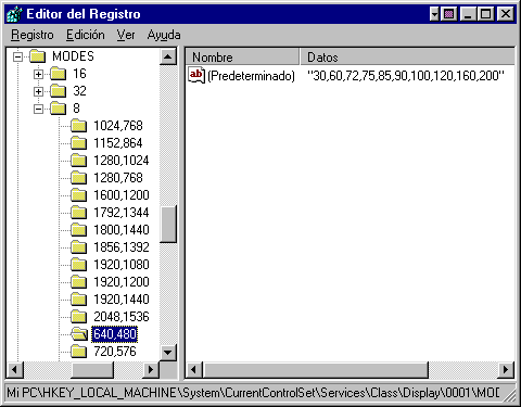 Alta de nueva resoluci&oacute;n en Windows 98