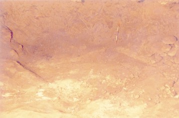 Photo 3: Evidence of an excavated trench. Length of the sides of the trench and depth correspond to Sondaggio III (Virzì Hägglund, 1973, 7), but the trench is found to the left not the right side of one of the caves.