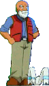 Mr. Briney with his beloved Peeko at his feet