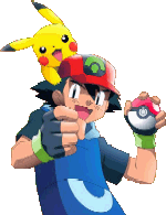 Ash in his hoenn clothes with Pikachu on his head
Background editing by Ranma