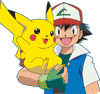 Ash holds trusted Pikachu in his right arm