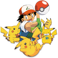 A picture of Ash surrounded by Pikachu doing many poses
