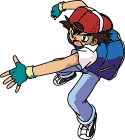 Ash throwing a pokball