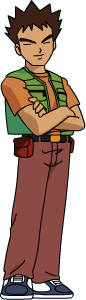 Brock stands looking sideways