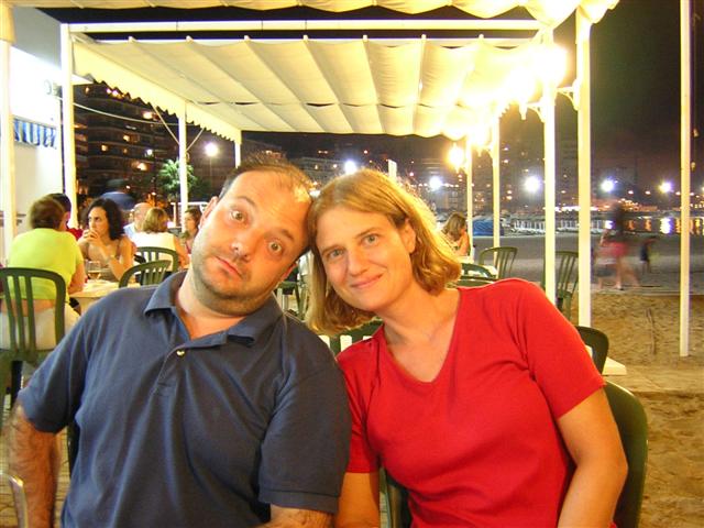 Con Javi en una terraza de Torremolinos