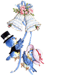 Wedding bells with blue birds