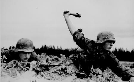 German soldier throwing a grenade