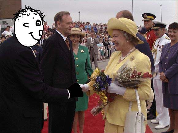 One of my most famous photos. Everyone loves the Queen. Taken a few days after my knighting.