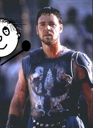 On the Gladiator set. Right before he beat the shite out of me!