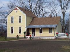 Front view of the historic Trager farmhouse at Countryside Park after renovation