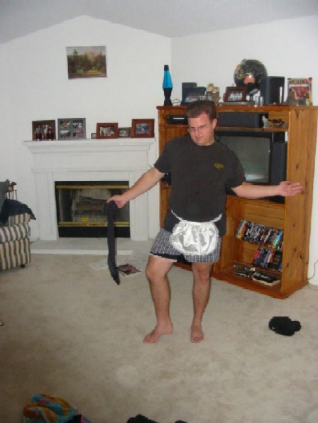 John strutting my outfit.