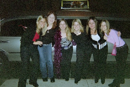 Brooke, Corinne, Me, Michelle, Janice, and Heather in front of our limo in downtown Philly on NYE 2004