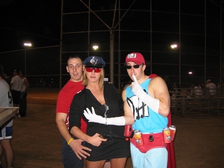 Duffman getting arrested by the Cop for indecent behavior.