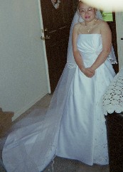 Janice in her wedding gown, ain't she gorgeous?