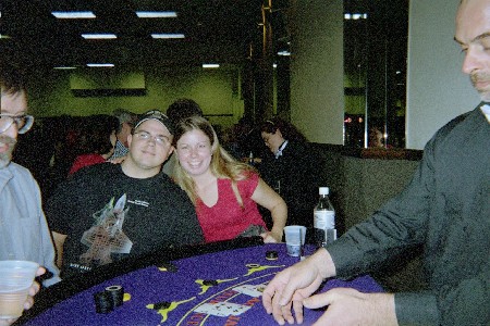Bond and I playing blackjack at Casino Nite